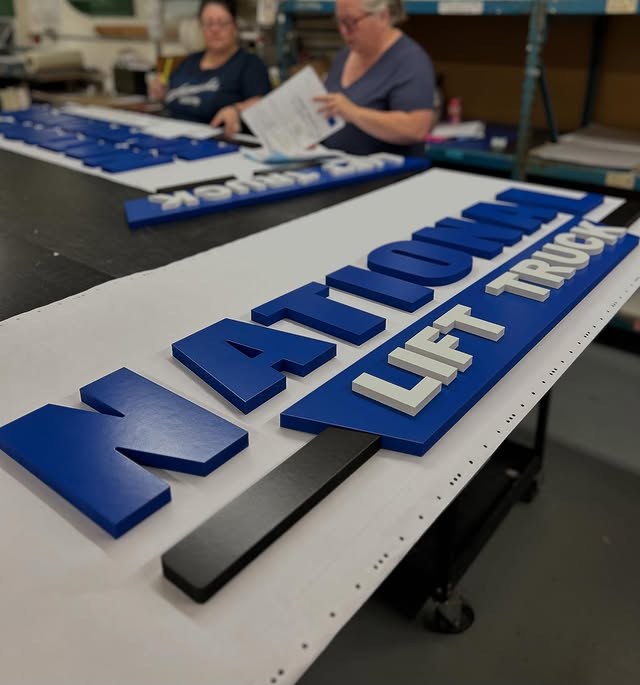 Blue White Dimensional Letter Set Production