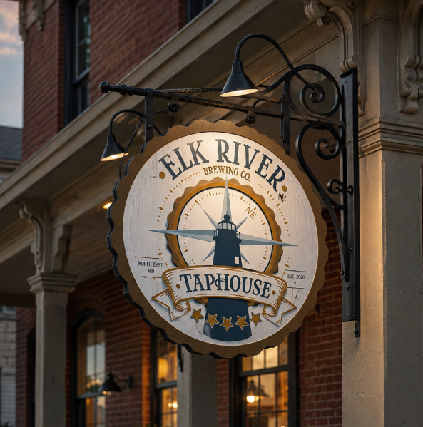 AI-generated Elk River sign concept, not a completed sign