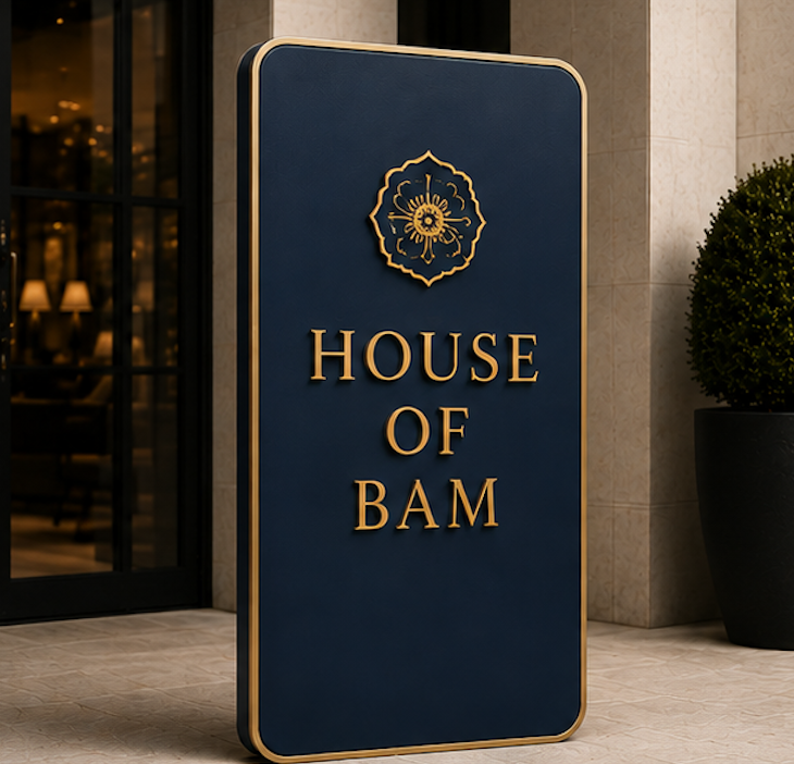 AI-generated House of Bam sign concept, not a completed sign