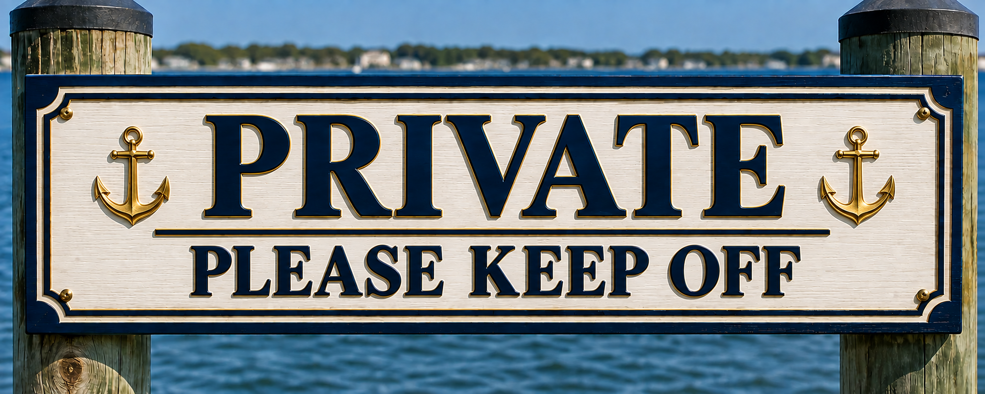 AI-generated Private Dock sign concept, not a completed sign