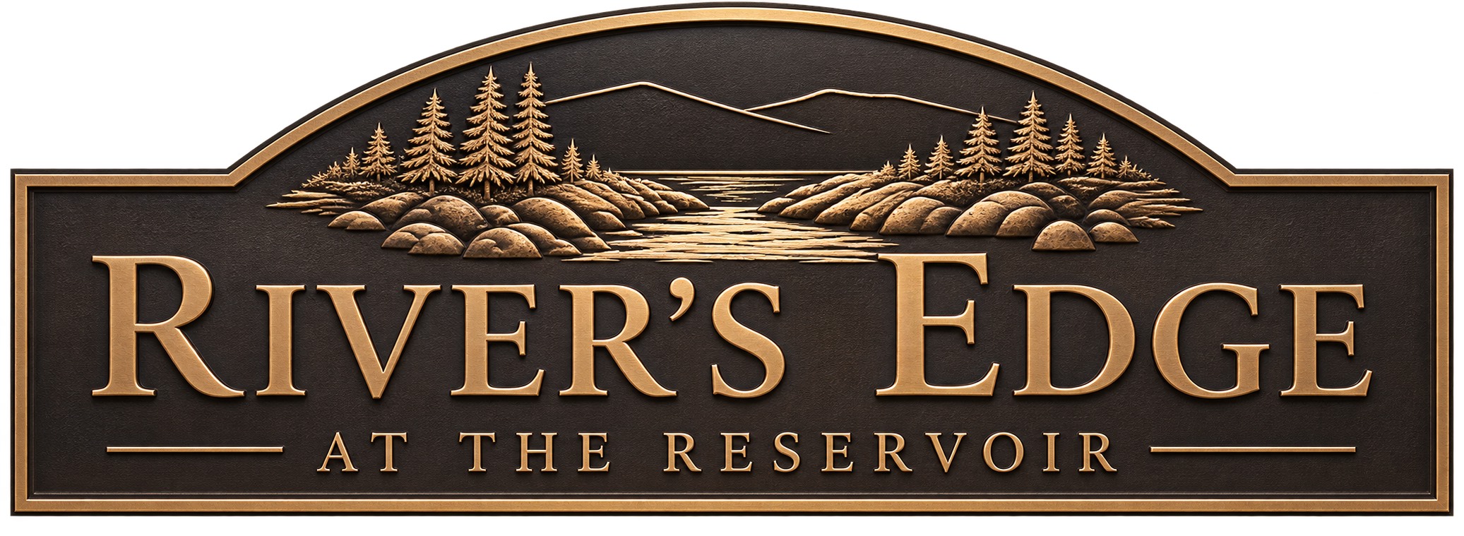 AI-generated River’s Edge sign concept, not a completed sign