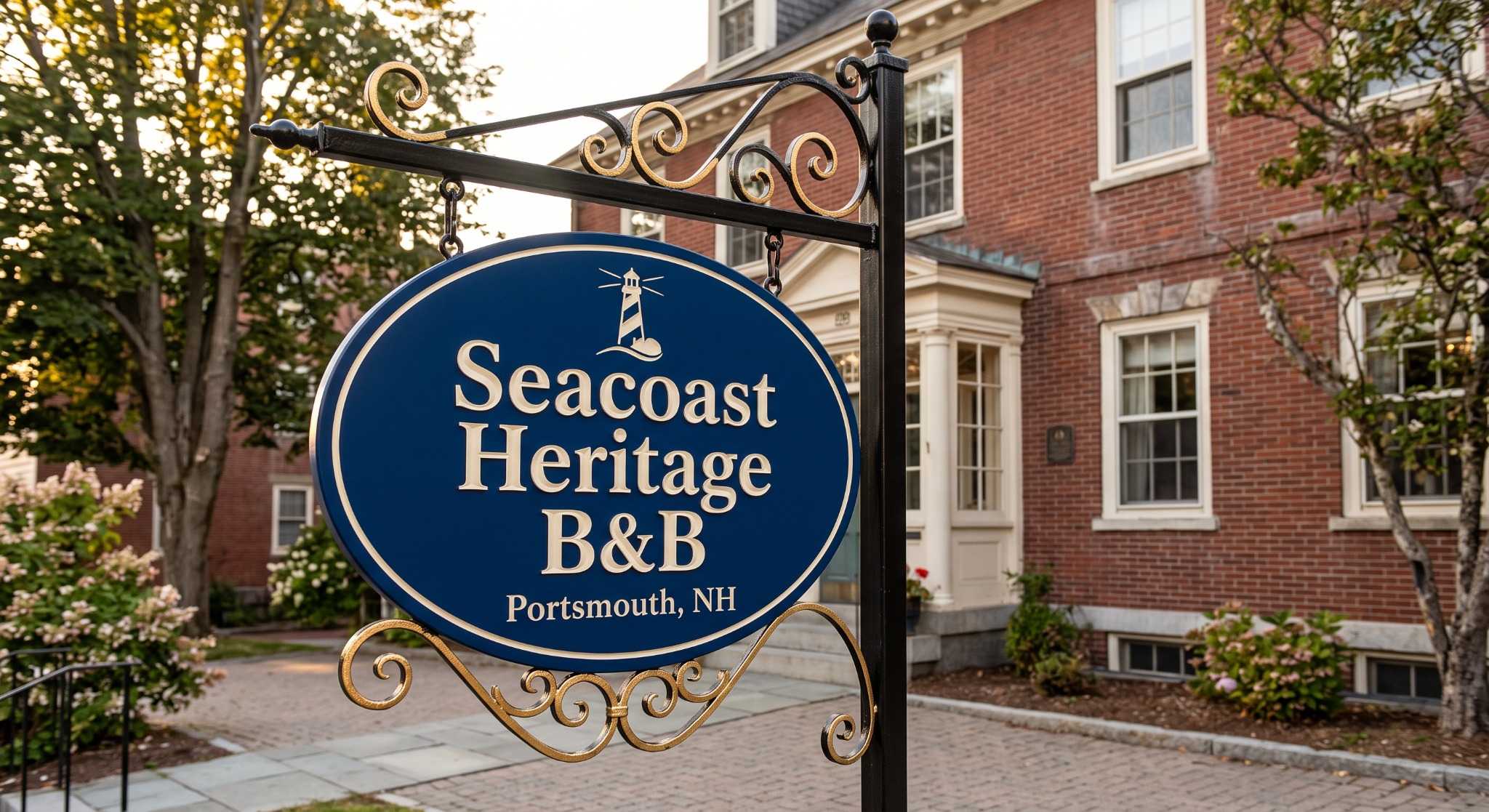 Seacoast Heritage B&B hanging entrance sign