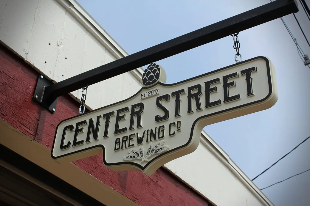 Center Street Brewing Custom Hanging Business Sign
