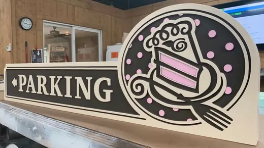 Cafe parking directional dimensional sign