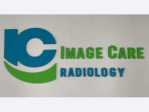 Image Care Radiology dimensional wall logo with blue and green lettering